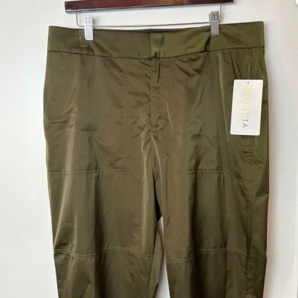 NWT Athleta Radiant Active Jogger Pants Olive Green Side Ankle Zippers- Size 14 - Picture 3 of 13